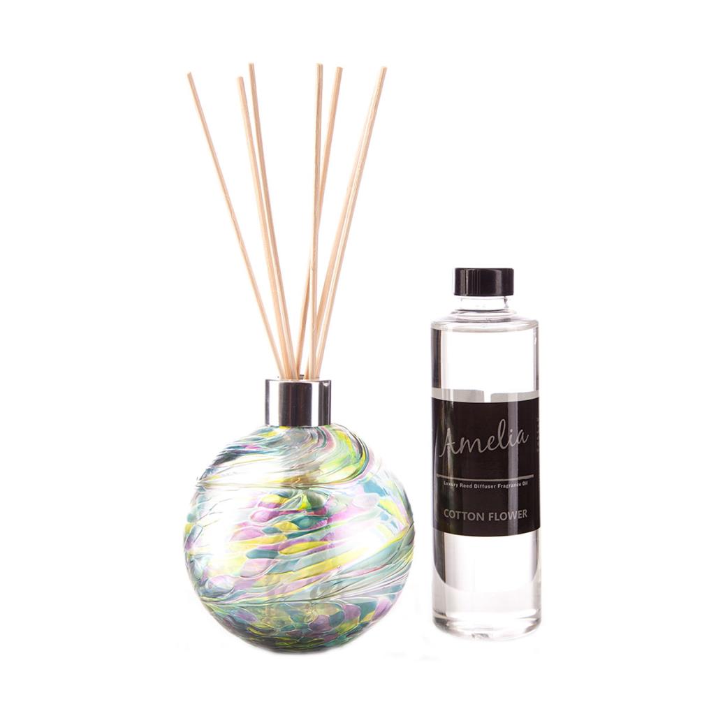 Amelia Art Glass Purple Teal & Lime Reed Diffuser Gift Set  £35.99